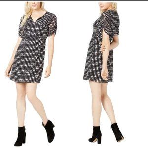 NWT Maison Jules Multi Dot V Neck Pucker Sleeve Dress Size 6 Mini Length